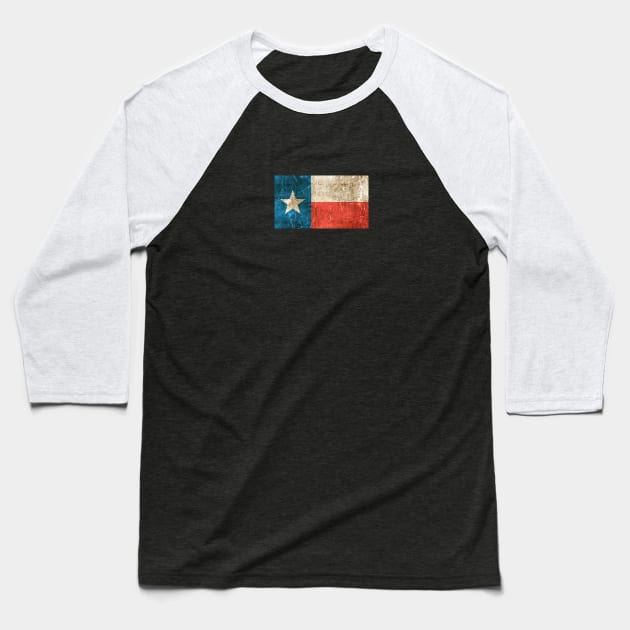 Vintage Aged and Scratched Texas Flag Baseball T-Shirt by jeffbartels